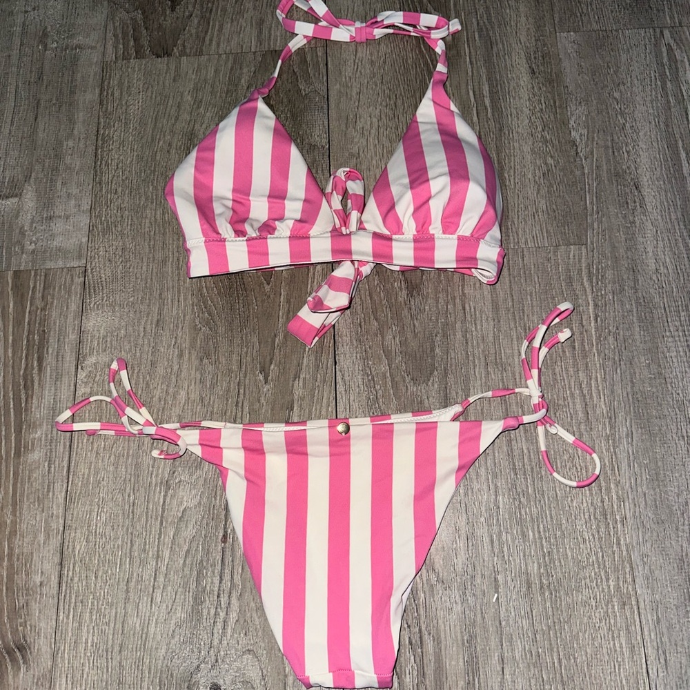 Victoria's Secret Pink and White Striped Bikini